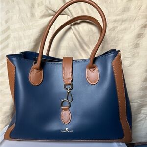 Chiara Ferragni Blue and Tan Structured Tote